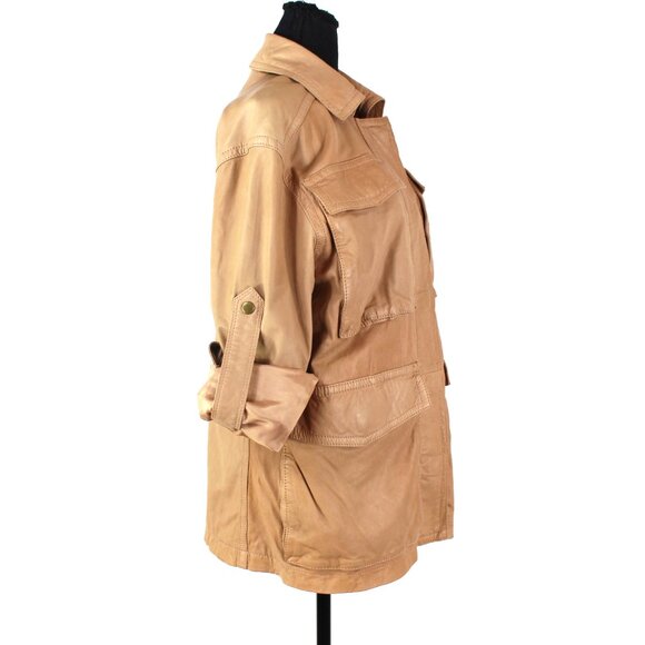 J. Crew 769 Madison Collection Sandy Tan Lambskin Utility Sample Jacket 6 Coat - Picture 2 of 7